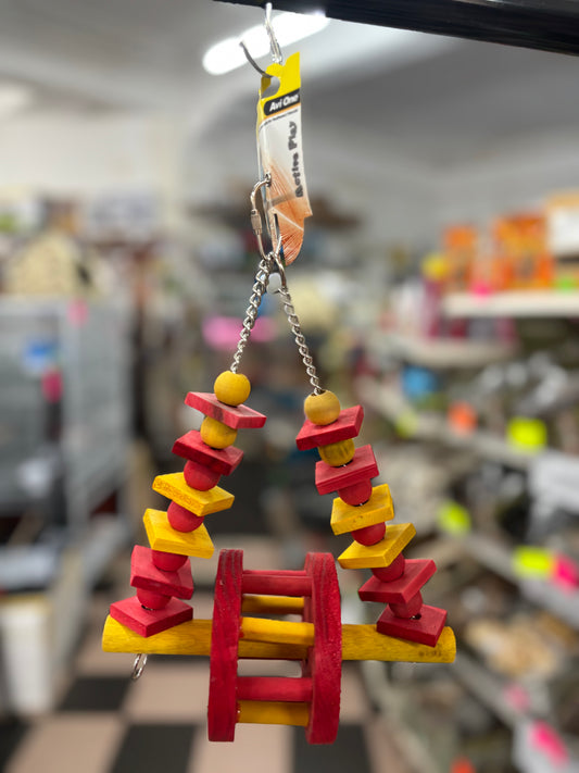 Avi One Wooden Parrot toy swing with wheel