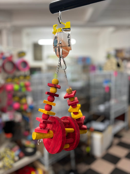 Avi One Wooden Parrot toy swing with wheel
