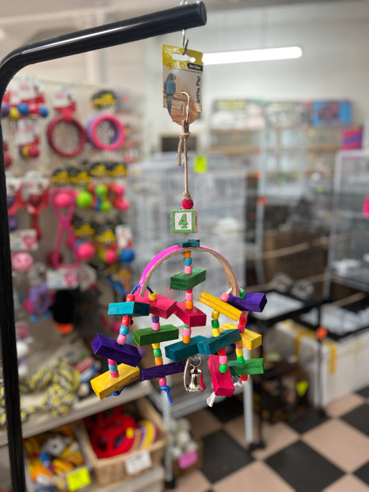 Bird Toy Arc with wooden blocks & beads 43cm