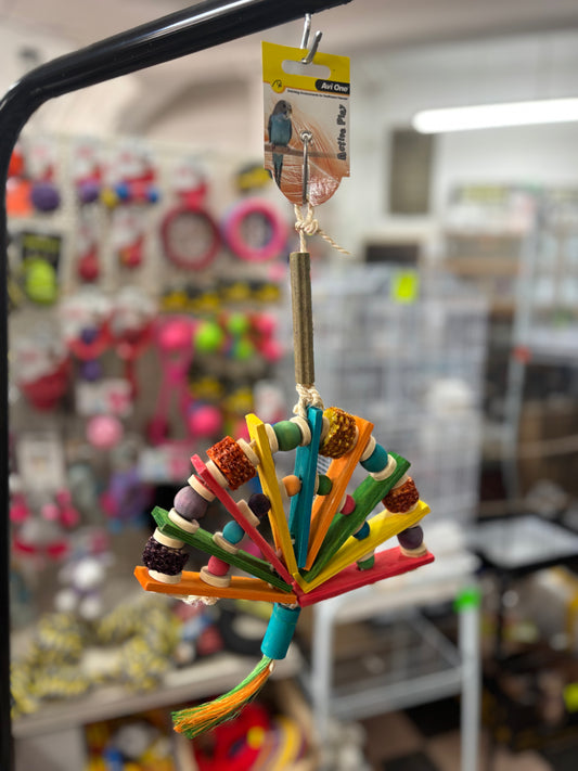 Parrot Toy Wooden Fan With Beads 53cm Details