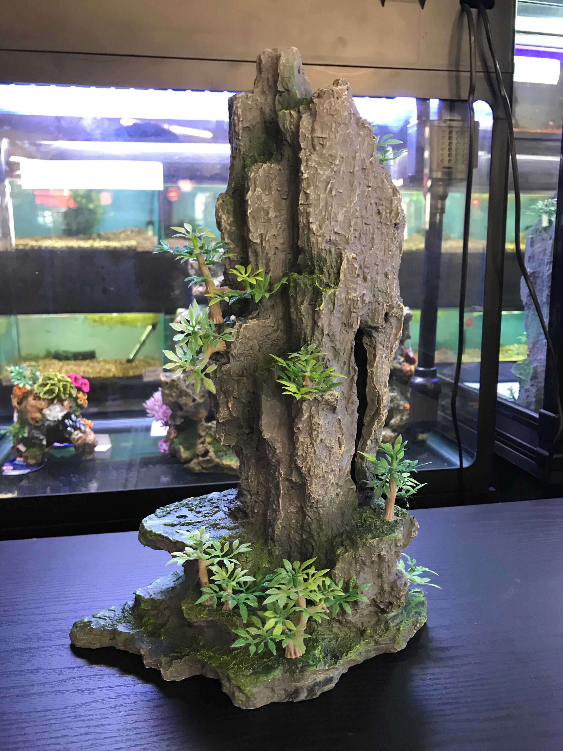 Tall rock with plants image 0