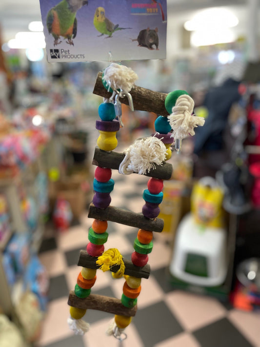 Bridge/Ladder wood and rope tough Parrot toy image 1