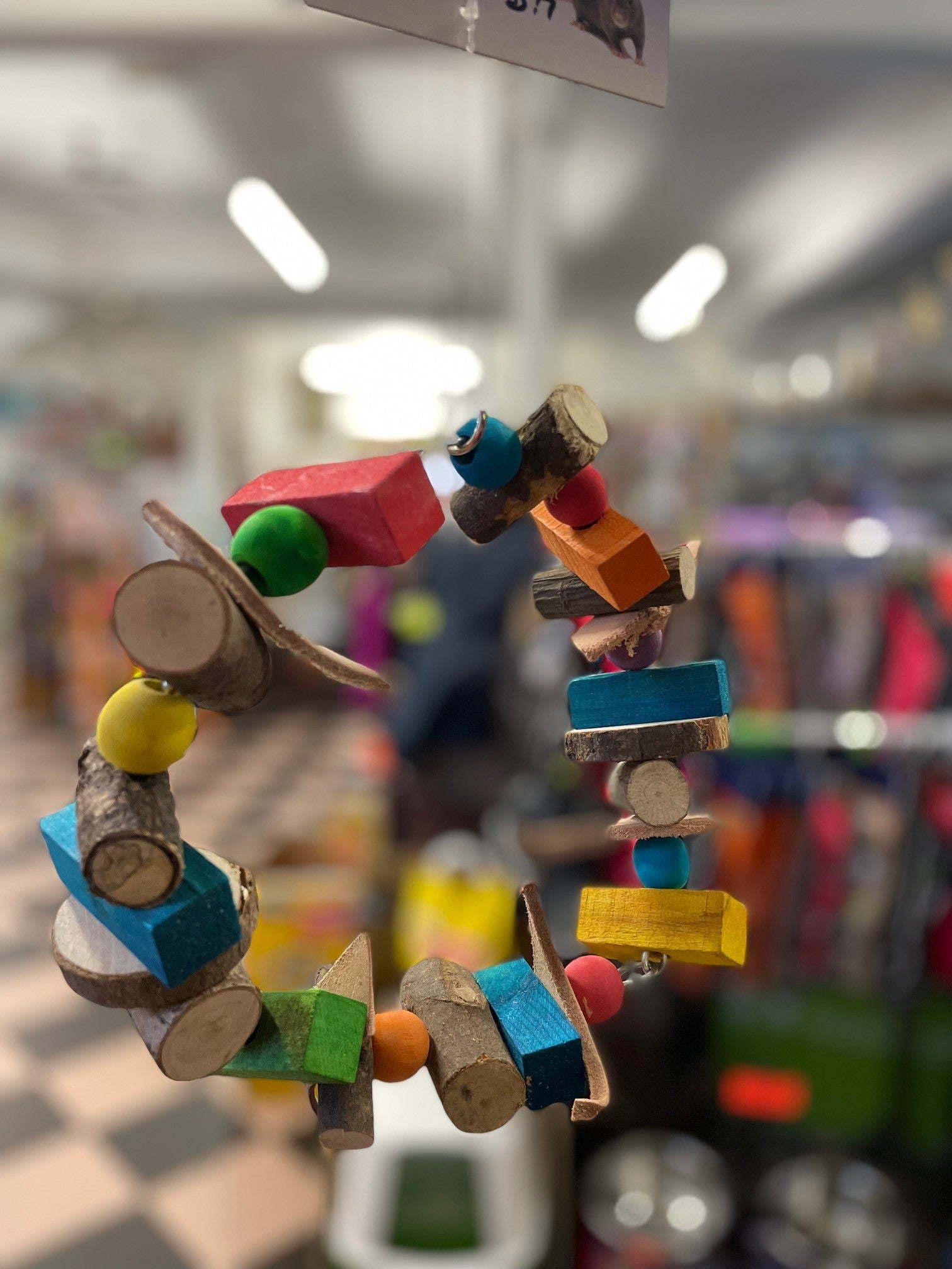 round-a-bout Ring wood and rope tough Parrot toy image 1