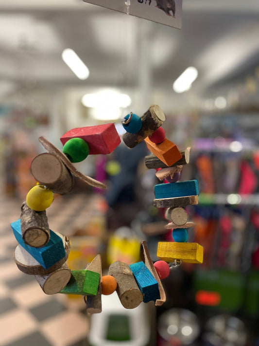 round-a-bout Ring wood and rope tough Parrot toy image 1
