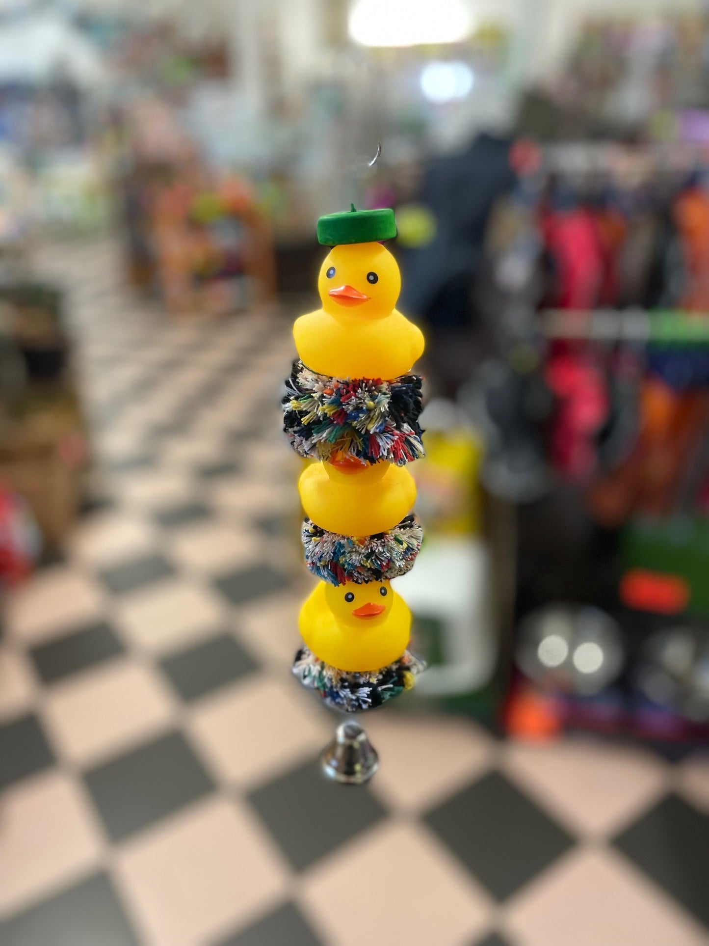 Rubber duck and bell parrot and parakeet rope and vinyl toy image 3