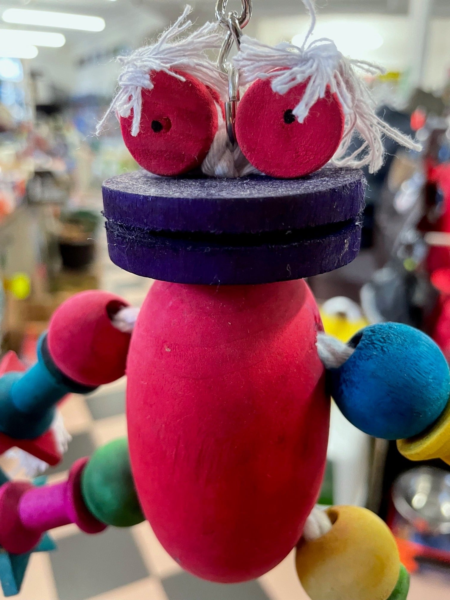 Frog man wood and rope tough Parrot toy image 4