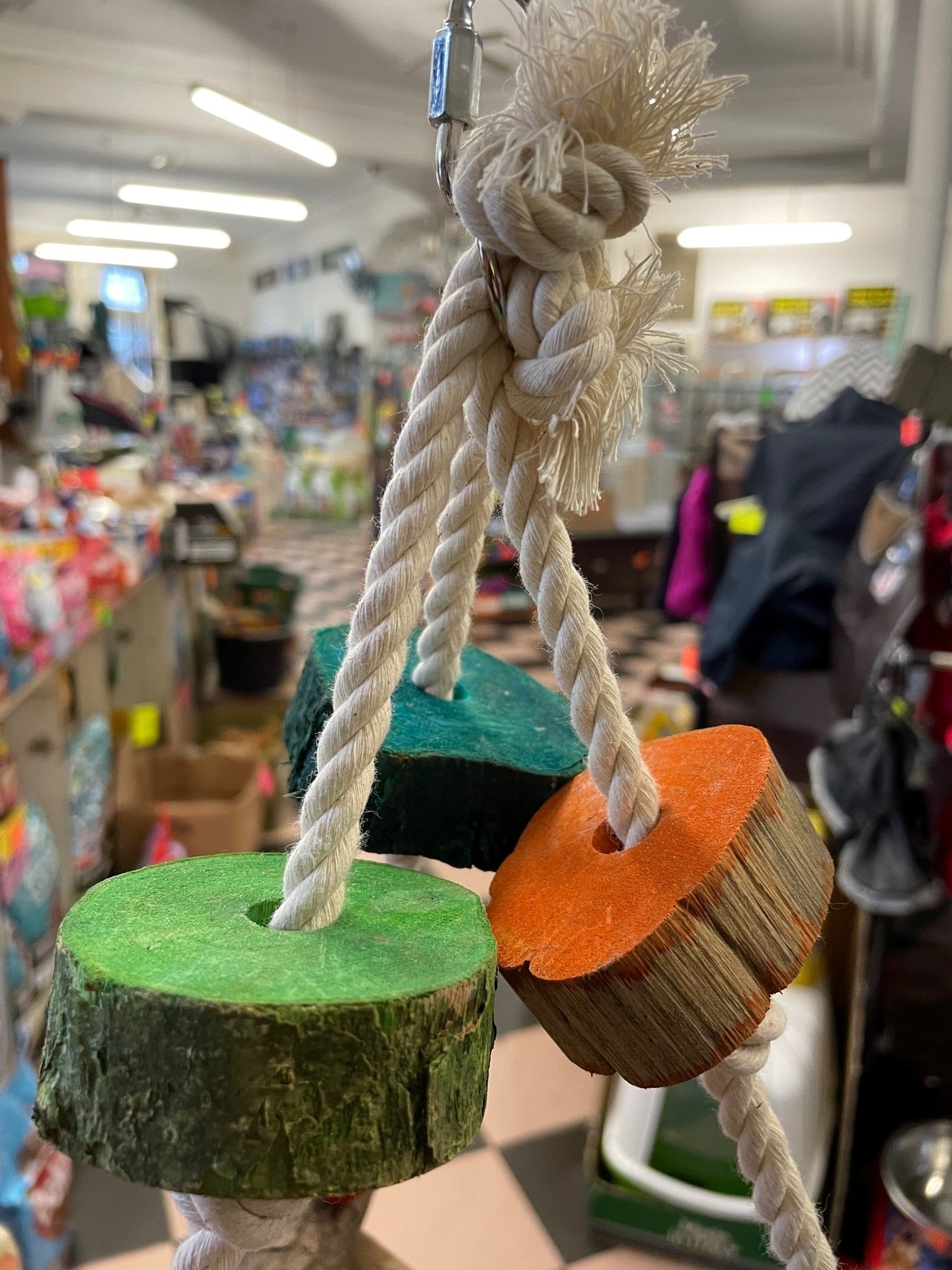 Triangle Pyramid wood and rope tough Parrot toy image 3