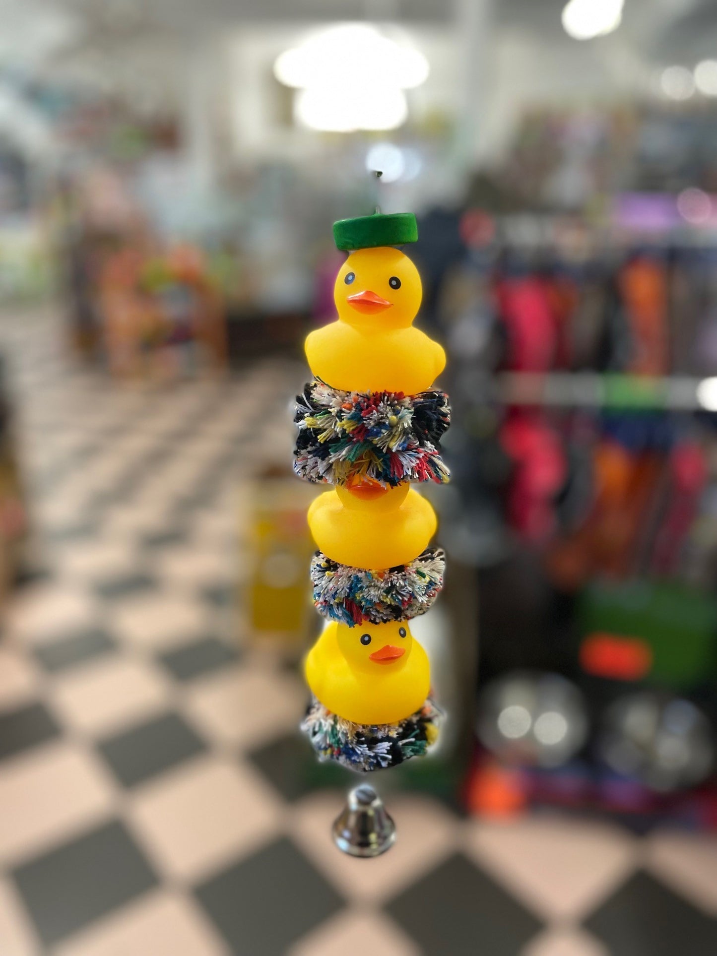 Rubber duck and bell parrot and parakeet rope and vinyl toy image 2