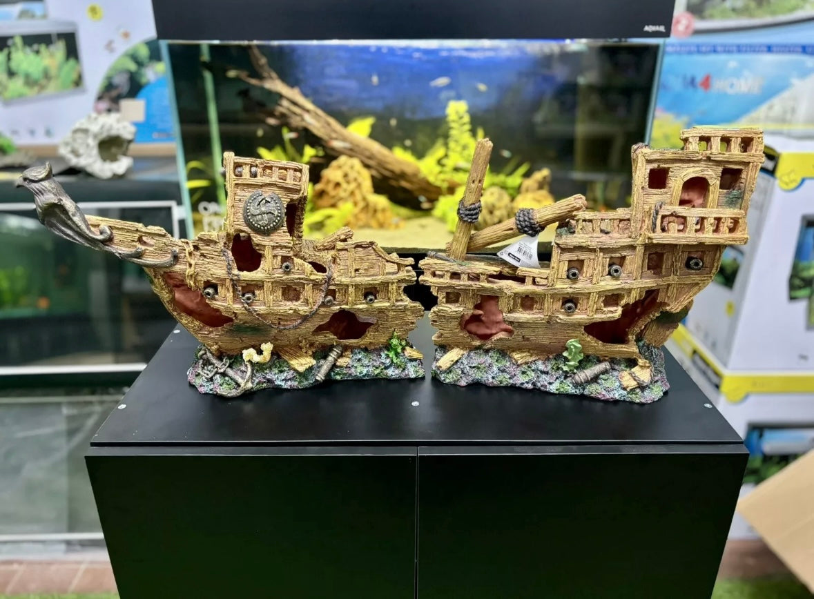 XL EXTRA LARGE 100cm Shipwreck 2pcs Aquarium Decoration Ornament