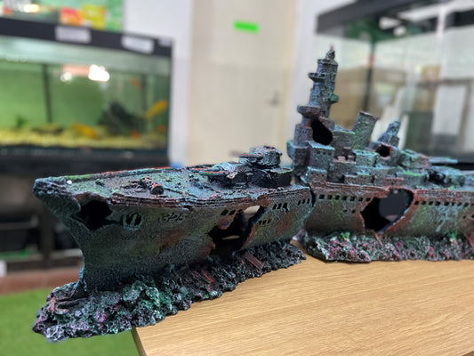 XL Extra Large Sunken Battleship Aquarium Decoration ornament image 1